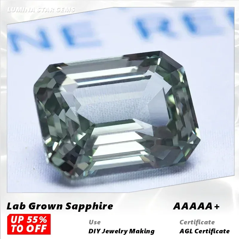 

L-Top, выращенный в лаборатории сапфир, изумрудная огранка, зеленый цвет, VVS1, подвески из драгоценных камней, сделай сам, для изготовления ювелирных изделий, материалы на выбор, сертификат AGL