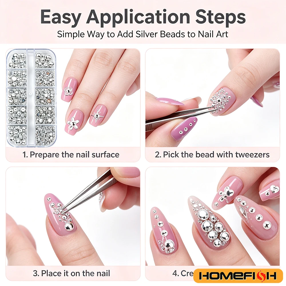 1Box Artificial Simulated Half Round Pearl Nail Charms 3D Multiple Colors Flat Bottomed Pearl Nail Art Decorations for DIY Nails