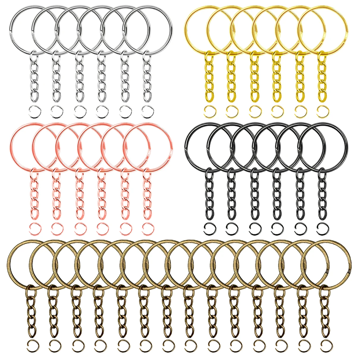 18/38/58 Sets Of Split Key Ring Kits With Chains and Jump Rings - Jewelry Making Supplies, For Keychains, Gifts and DIY Crafts