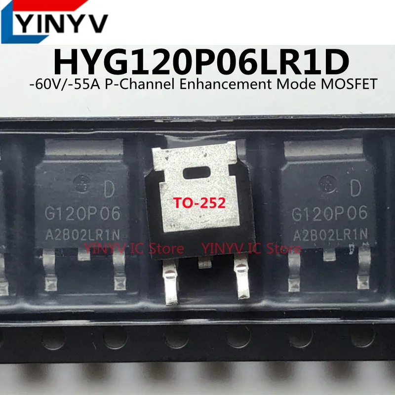 10Pcs/LOT HYG120P06LR1D G120P06 G120P06D HYG120P06D TO-252 -60V/-55A P-Channel Enhancement Mode MOSFET Original New 100% Quality