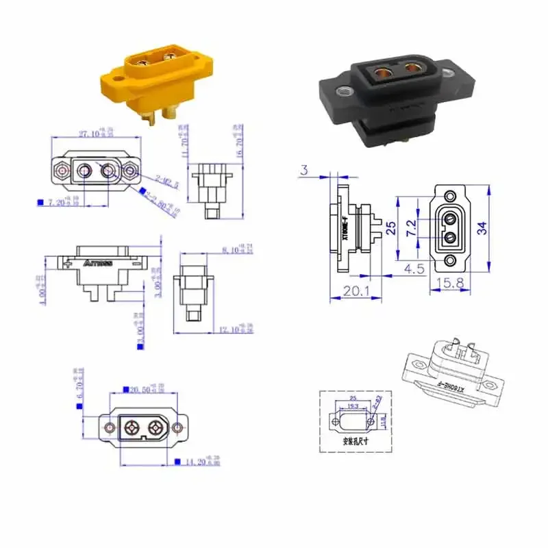 XT60 Gold-plated Connector Cable Male Female Banana Plugs 2Pin High Current Aircraft Model Electromechanical Connection Wire
