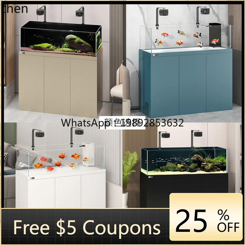 

living room household ultra-white glass bottom filter Lanshou goldfish tank ecological landscaping aquarium