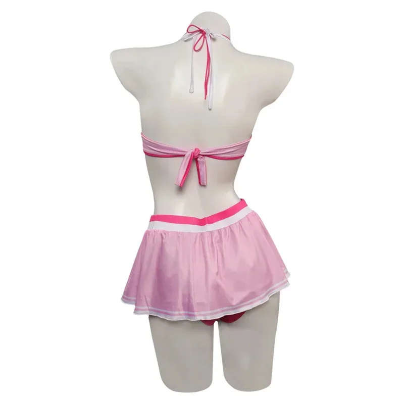 프린세스 피치 코스프레 섹시 귀여운 투피스 수영복 여름 여성 의상 게임 롤플레이 수영복 비키니 여성 할로윈 NVv;6
