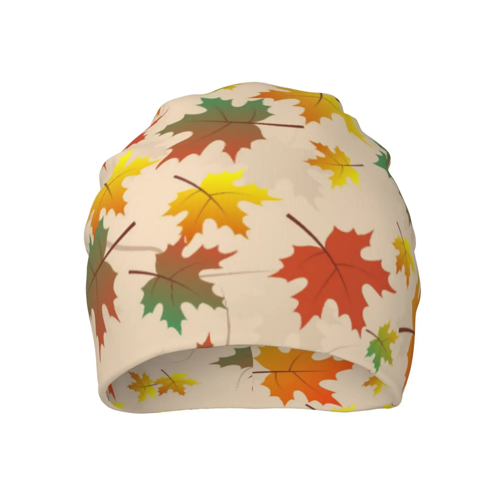 Colorful Maple Leaf Knitted Cap Closed Chemotherapy Knitted Cap Loose Hanging Skull Cap Universal Headwear for Cancer Patients