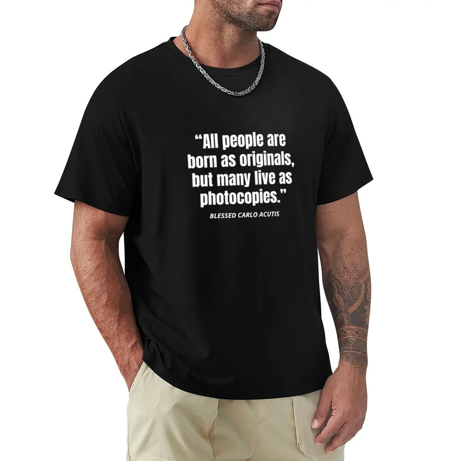 

Carlo Acutis All People Are Born Originals T-Shirt boys animal print blue lock vintage graphic tee t shirts for men pack