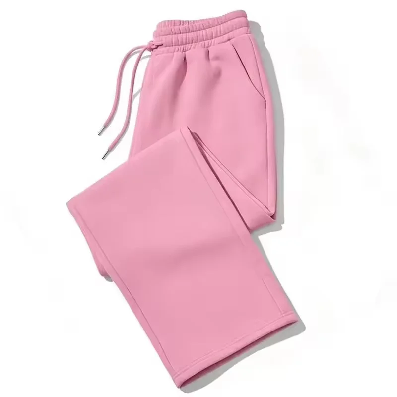 Herbst-Winter Damen Jogginghose, gerade geschnittene Hose, lockere Freizeithose, Damen-Hose mit Kordelzug, vielseitige Damen-Weitbein-Hose – Detail 9