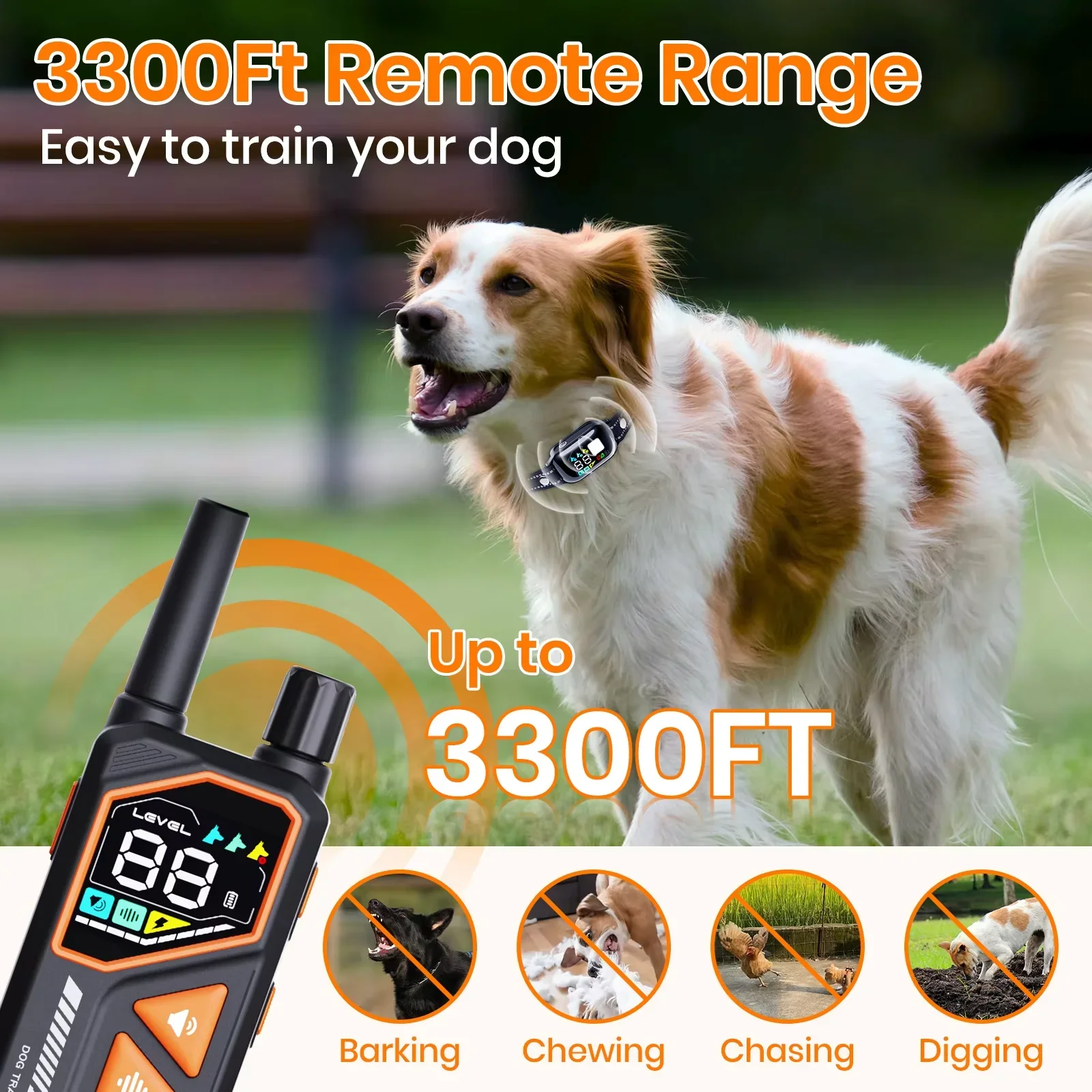 new-ai-smart-dog-training-collar-3300ft-anti-barking-device-electric-remote-control-ipx7-waterproof-pet-behavior-vibration-shock