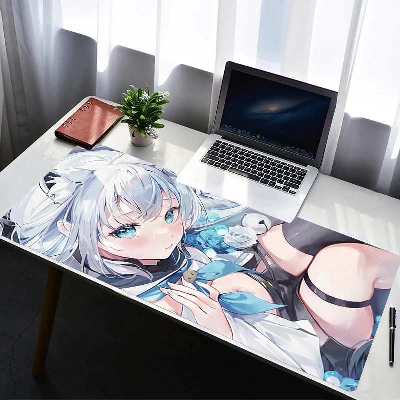 

Mouse Pad Laptop Non Slip Extended Desktop H-hololive Shirakami Fubuki Mouse Mat Anime Keyboard Pad Gaming Accessories Mousepad