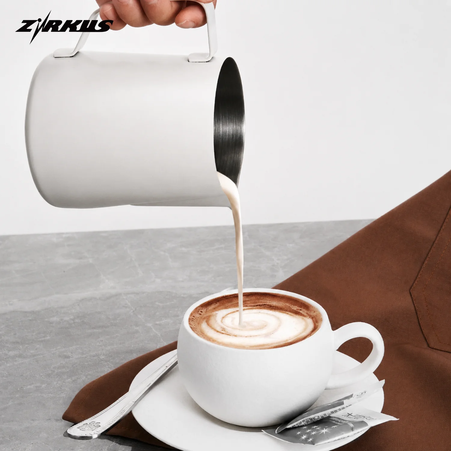 ZIRKUS Milk Frother Jug Stainless Steel Container 350ML 600ML Frothing Pitcher Coffee Cup Latte Barista Espresso Maker Accessory view 5