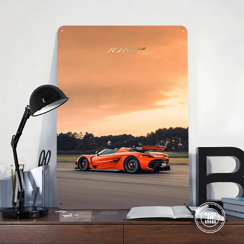 Sports Car Jesko Absolut Tin Plaque Poster Customized Wall Art Retro Vintage Metal Signs for Room Bedroom Decoration Gaming Home