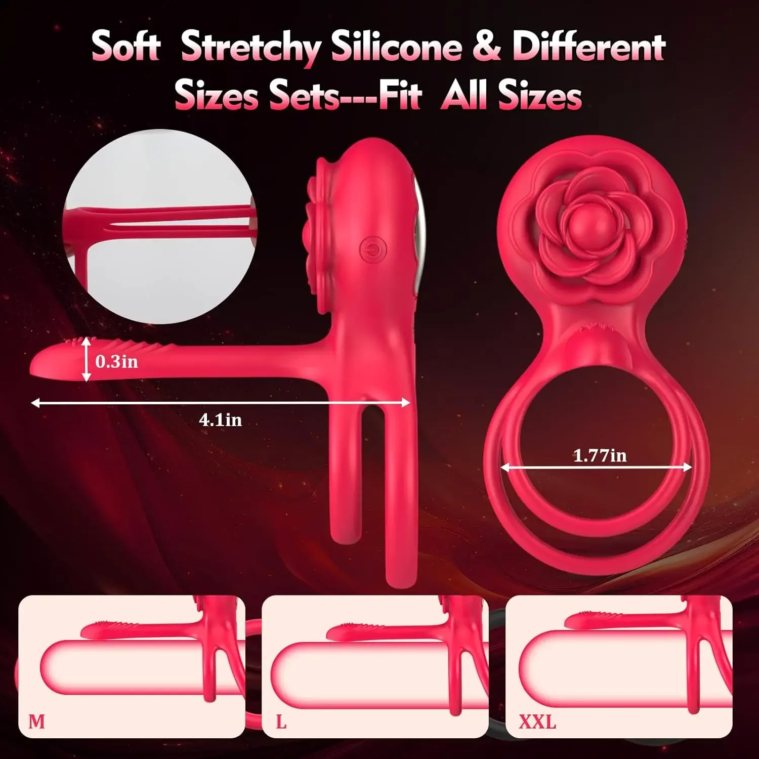 Rose Vibrating Cock Ring Penis Sleeve Vibrator G-spot Clitoral Stimulator 10 Vibration Sex Toy for Adult Men Clitoris Vibrator