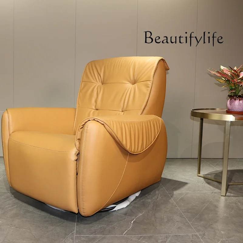 QY Massage function chair manual electric adjustment leisure recliner living room balcony first layer cowhide sofa