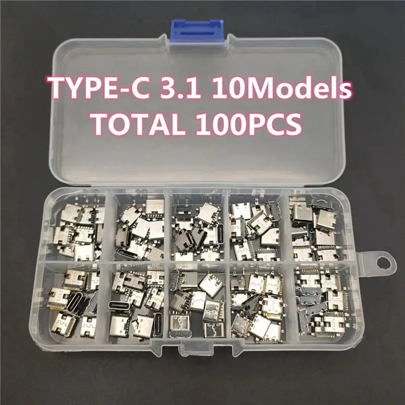 DT17 500 Pack 10 Models Type-C USB Charging Dock Connectors Mix 6Pin and 16Pin for Phone Repair