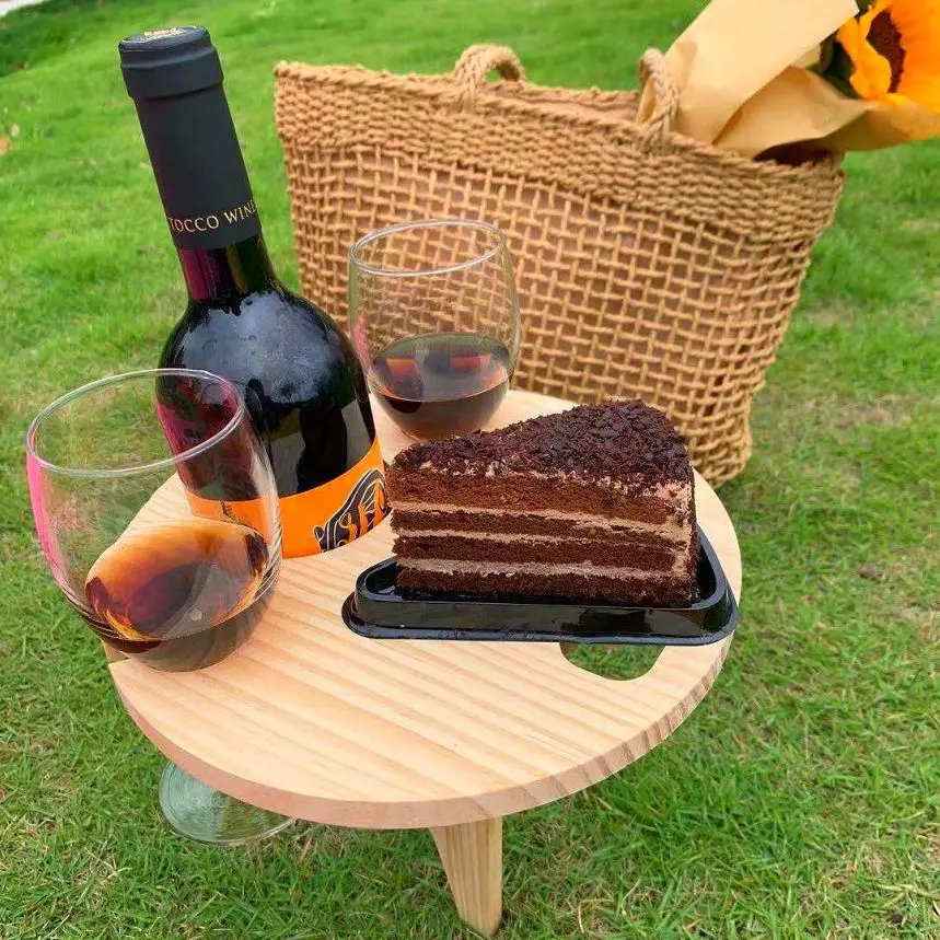 Tavolo da Picnic pieghevole da esterno In legno tavolo da Picnic pieghevole con supporto In vetro tavolo pieghevole da Picnic portatile da esterno In vetro 2 In 1