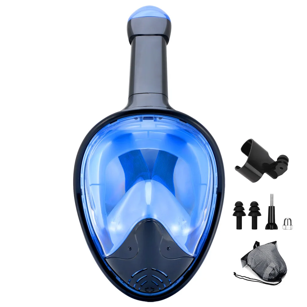 Full Face Snorkel Mask with Detachable Camera Mount,Snorkeling Swimming Diving Mask Wide View Anti-Fog Anti-Leak for Adult Kids