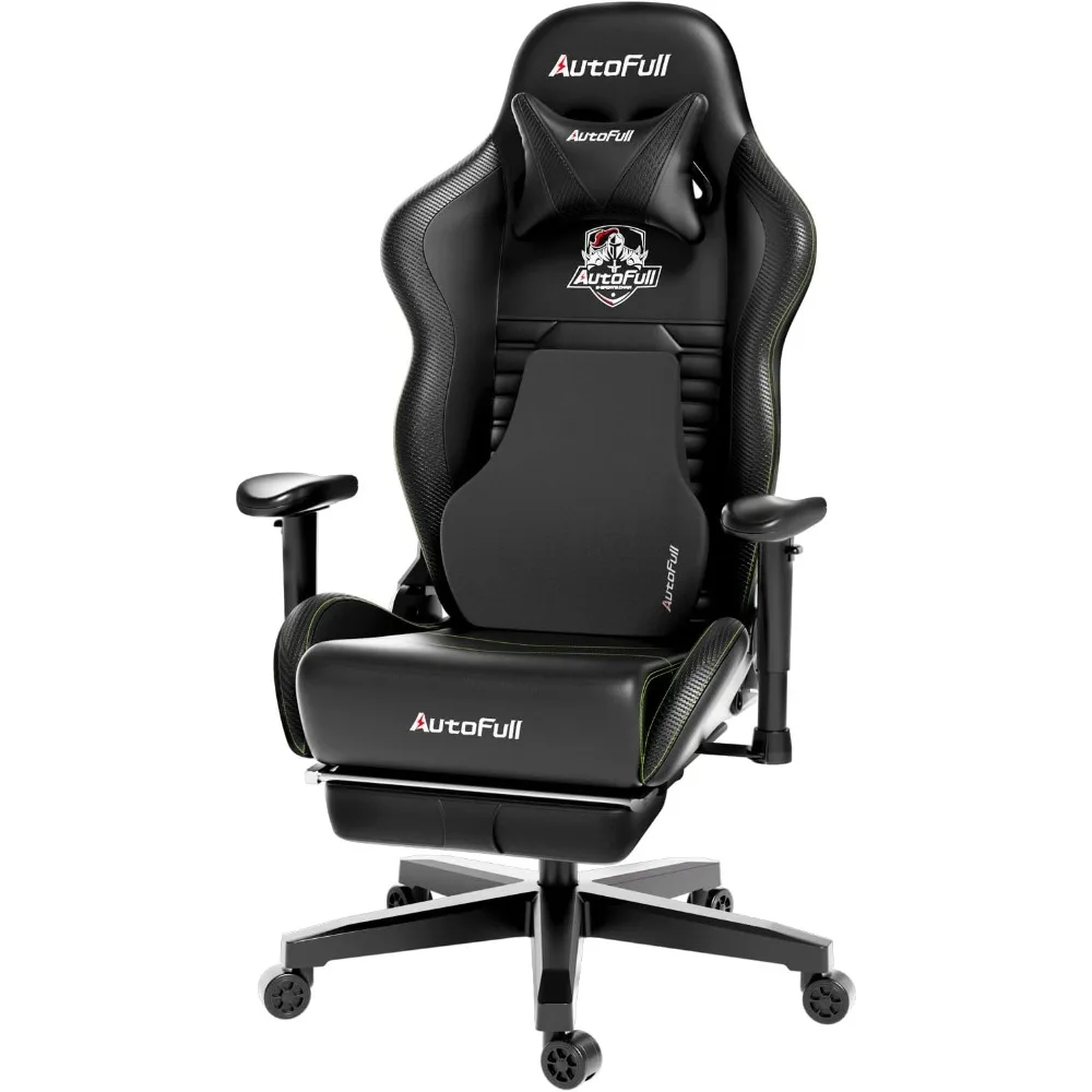 Silla para juegos de PC con soporte Lumbar ergonómico, estilo de carreras, cuero PU, espalda alta, giratoria ajustable, silla de tarea con