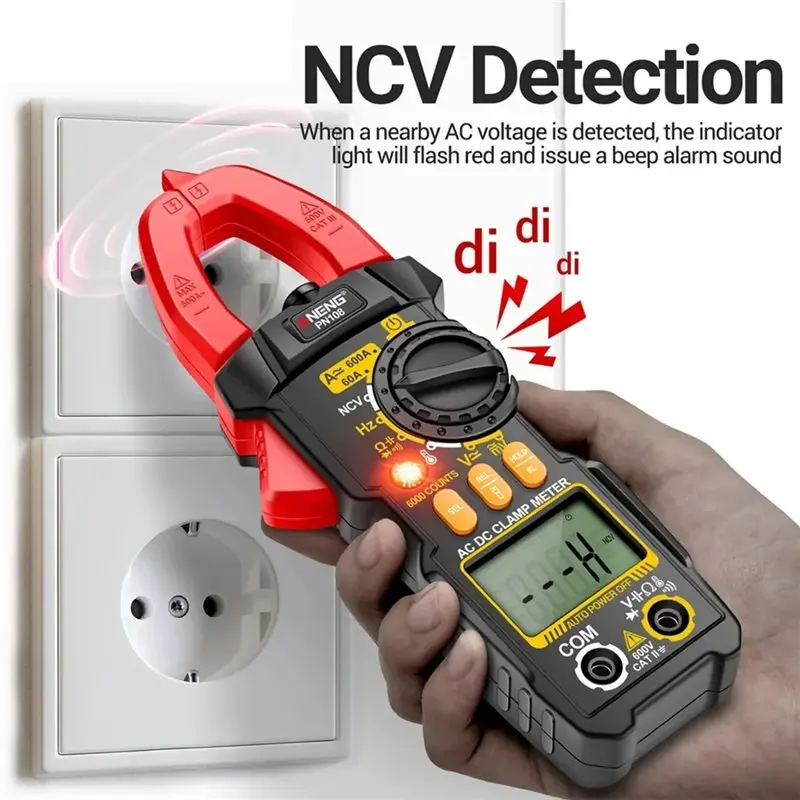 VOFUN- PN108 Clamp Meter Multimeter:AC/DC Voltage, Current Resistance Tester Precision Measurement Functionality
