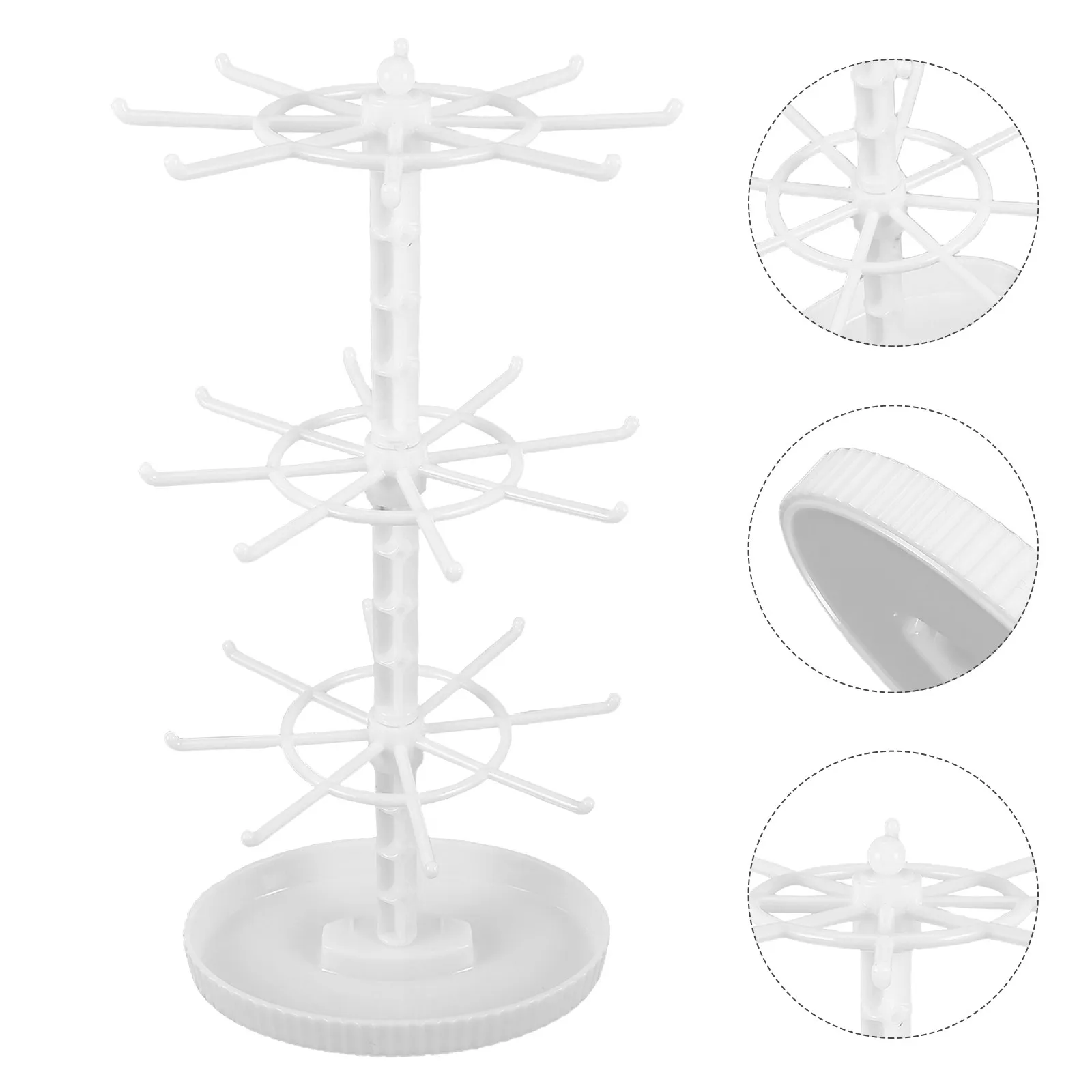 

3 Tier Rotating Jewelry Stand Organizer Tabletop Necklace Bracelet Keychain Display Rack Vertical Storage Stylish