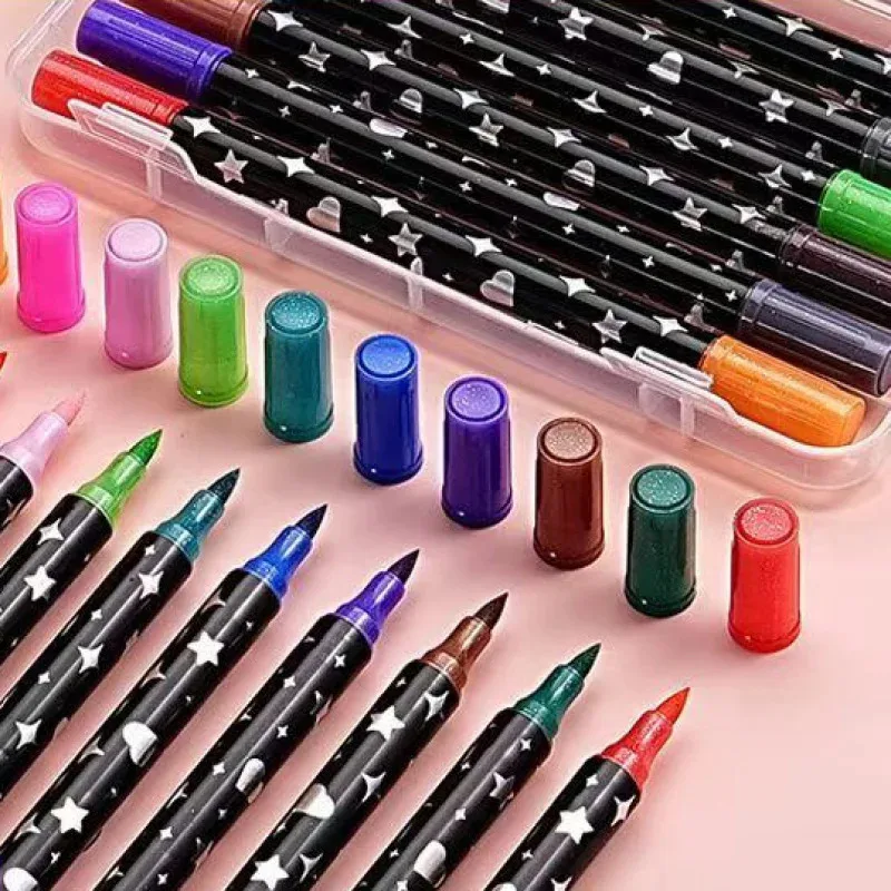 

24 Colors Dual-tip Glitter Markers, Metallic Glitter Fine-tip Watercolor Pencils for Adult DIY Crafts,birthday Cards