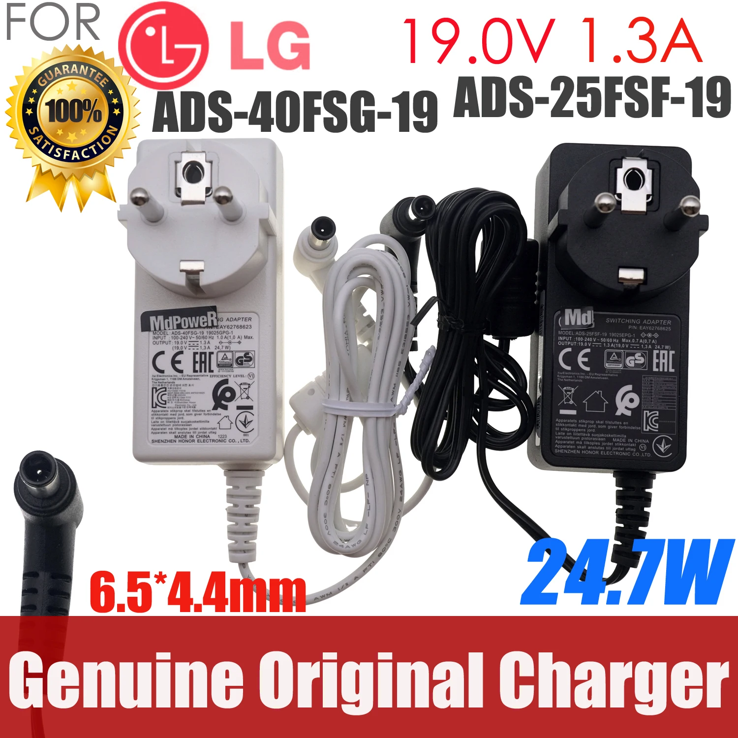 

WHITE 19V 1.3A AC Adapter Charger LCAP26-E For LG LCD Monitor 24MP47H ADS-40FSG-19 ADS-25FSF-19 19025GPG-1 PSU LCAP26-A EU Plug