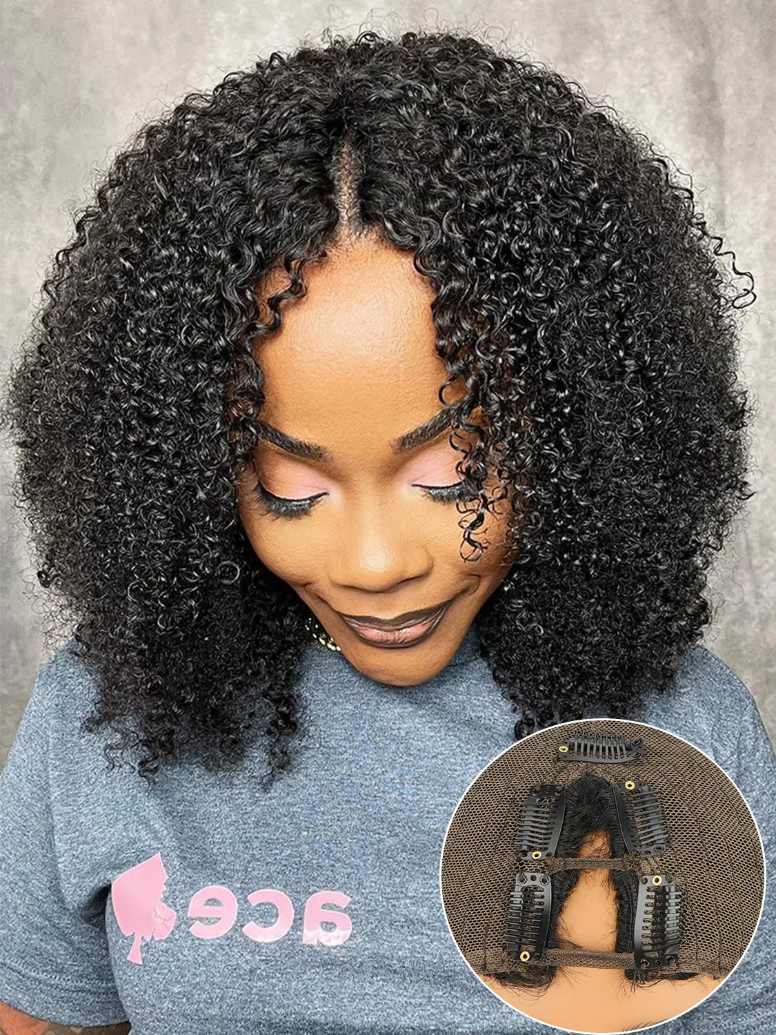 

12A Kinky Curly V Part Wig Human Hair Upgrade U Part Wig Human Hair Wigs for Women V Shape Wig Afro Curly Wig virgin No LeaveOut