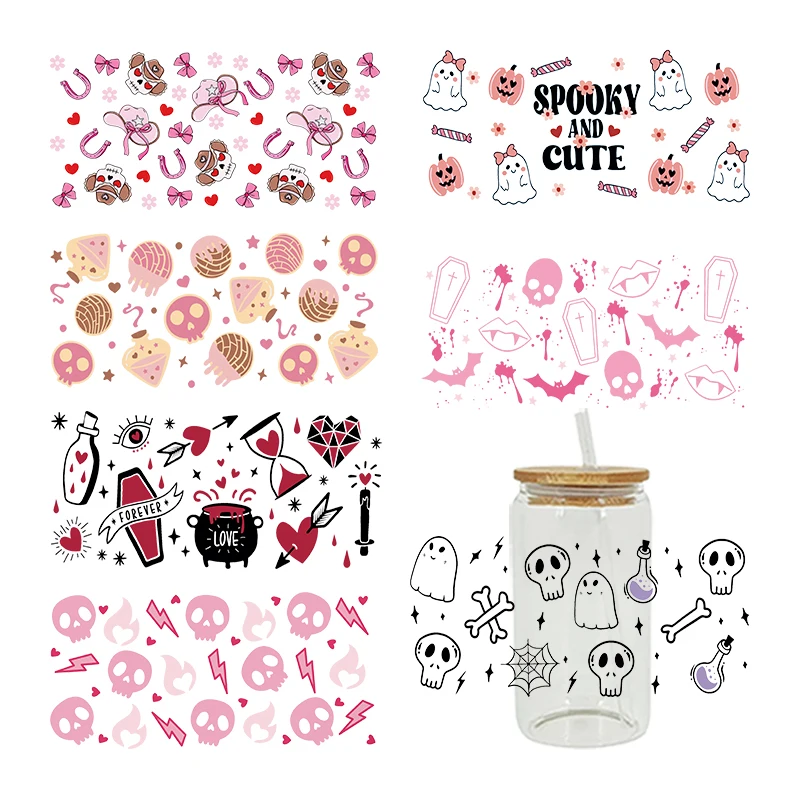 3D UV DTF Transfers Stickers 16oz Cup Wraps Halloween Printed For DIY Glass Ceramic Metal Leather Etc. D17185