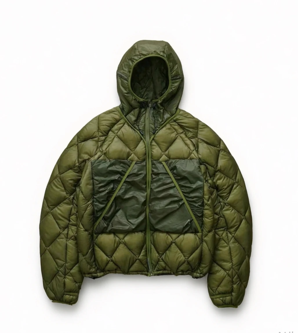 Warmth Lightweight Hooded down Jacket Roa Hiking Outdoor Clothing Youth Grey Duck down Filling Three-acetate Fiber 100%