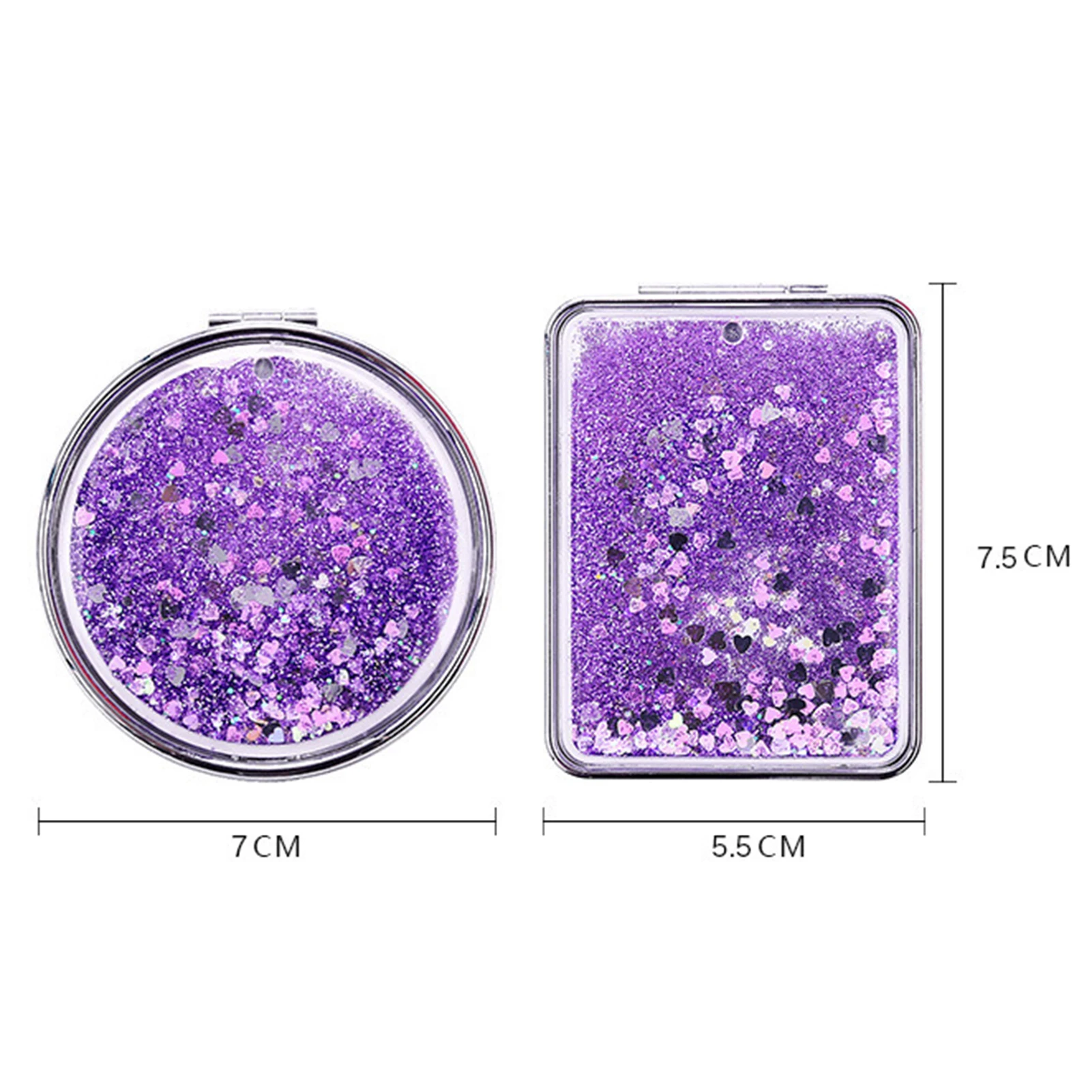 1Pc Chic Makeup Mirror Compact Pocket Vanity Mirror Shiny Quicksand Beauty Stuff Long-lasting Light Makeup Mirror Makeup Tools