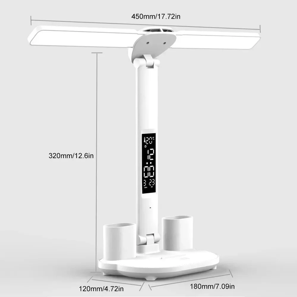 Double-headed Desk Lamp LED Rechargeable Desk Lamp Eye Protection Learning Bedside Desk Reading Multi-function Pen Holder