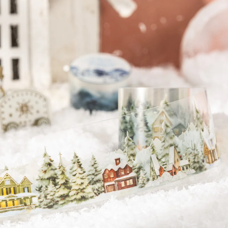 Journal GO 4x200cm Winter Sneeuw Thema Landschap Tape Stickers Decoratieve Scrapbooking Kaarten Maken Dagboek Slachband