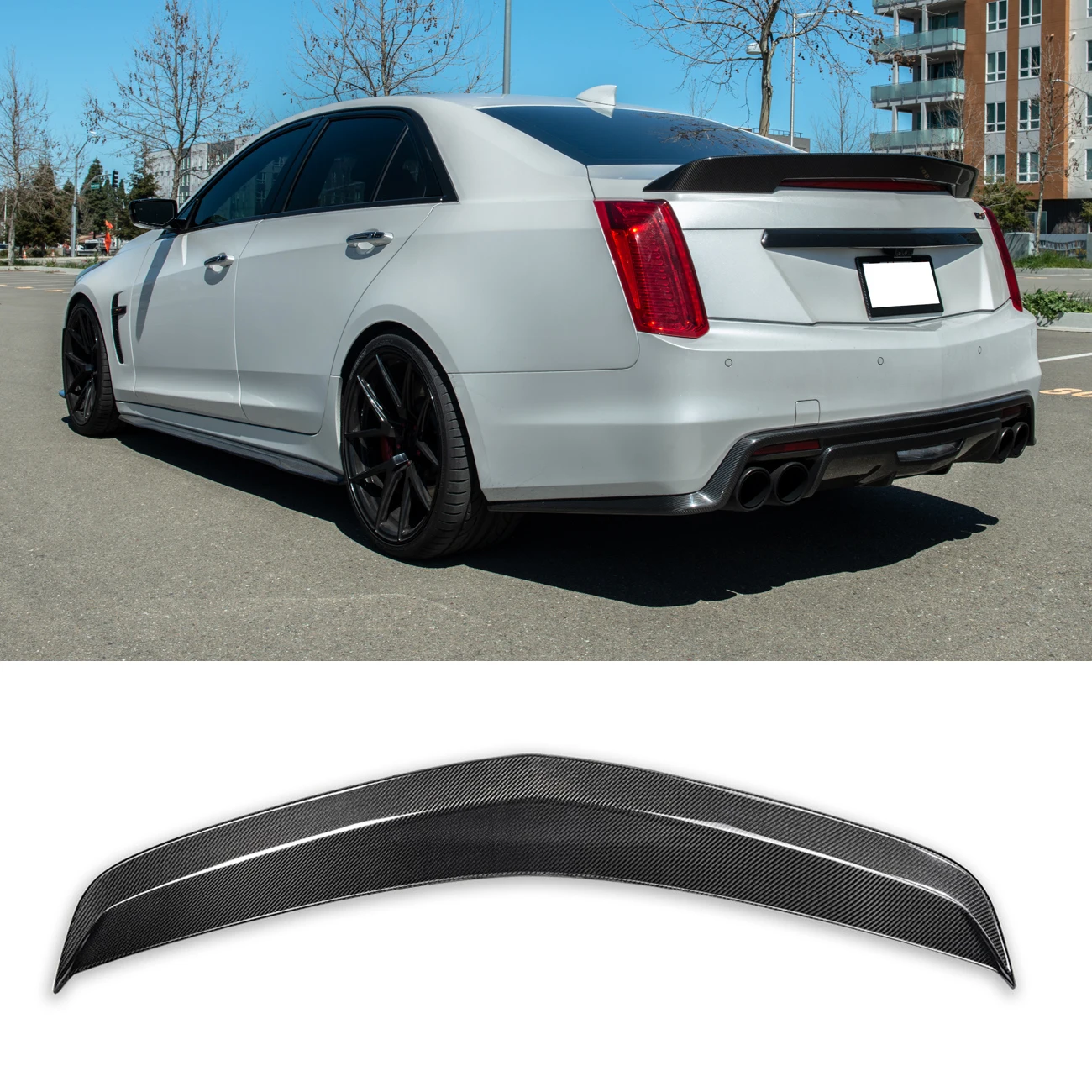 For 14-19 Cadillac CTS Carbon Fiber Package Rear Trunk Wing Spoiler