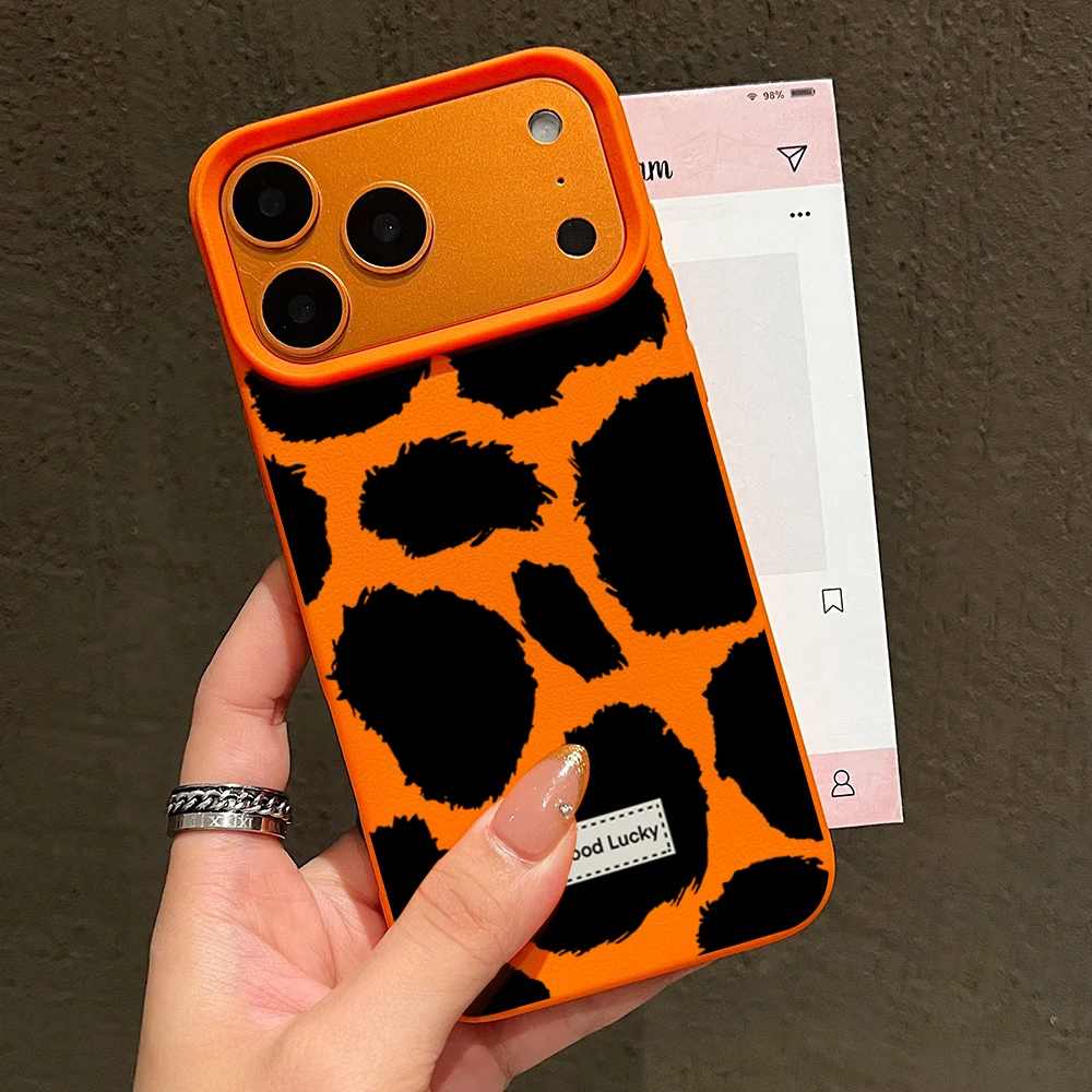 Black Leopard Print Lichee Pattern Phone Case For iPhone 17 16 15 14 13 12 11 Pro Max X XR XS Max 16 15 14 Plus Shockproof Cover