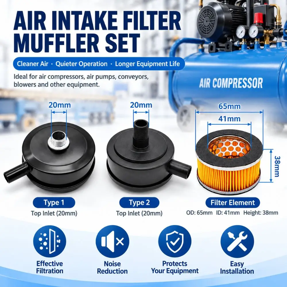 Noise Reduction Air Compressor Durable DIY Air Compressor Muffler Replacement Noise Reducer Muffler Pneumatic Tools