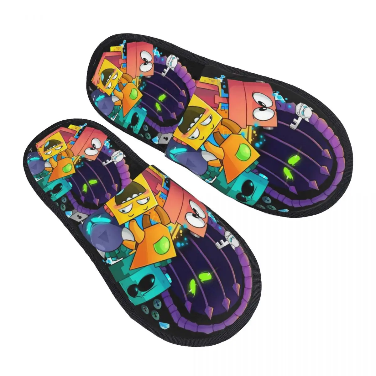 

Изготовленные на заказ домашние тапочки из мультфильма с геометрическим кубом, мягкие домашние тапочки из пены с эффектом памяти, женские уютные теплые нескользящие тапочки