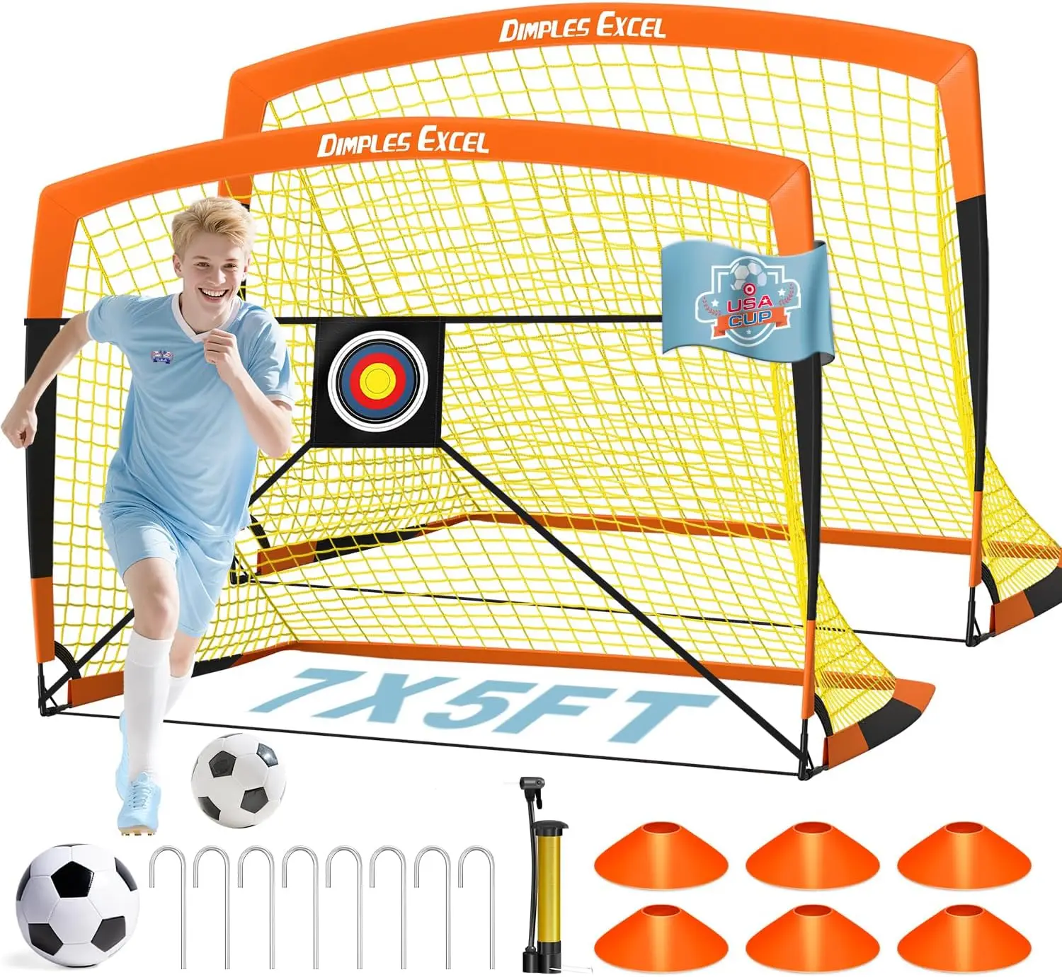

Soccer Goal Set 7x5 FT with Target Board and Ball for Backyard Training