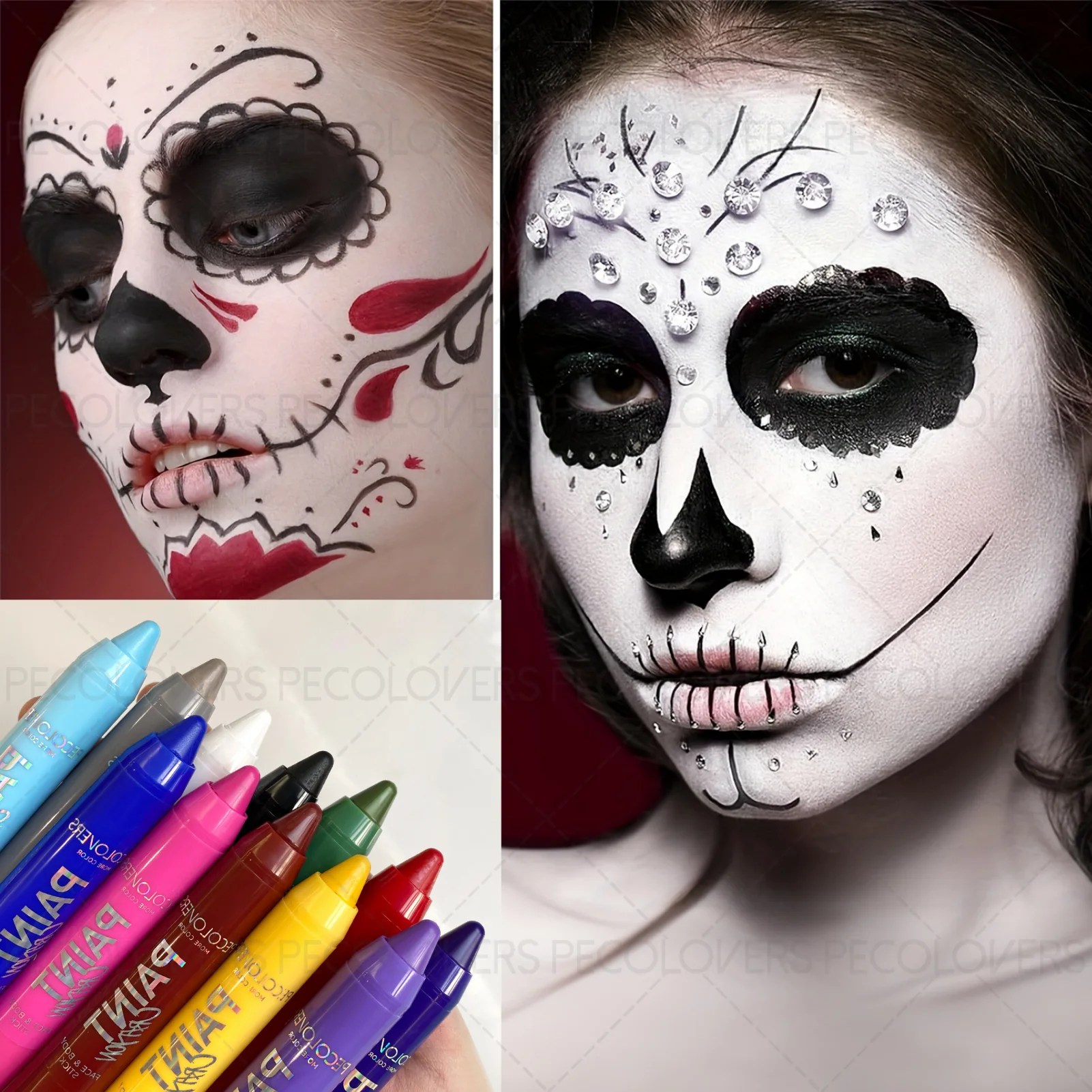 1-teiliger Farbstift für Körperbemalung, Halloween-Make-up-Stift, cremefarben, wasserdicht, einfach zu färben, Karneval/Mardi Gras/Maskerade