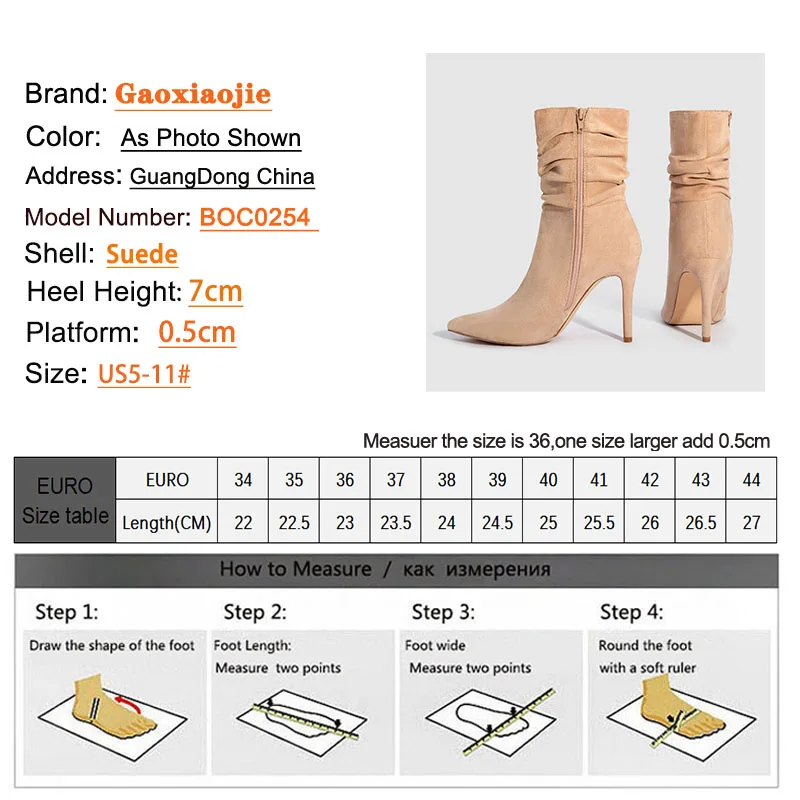 Autumn Ankle Boots For Women Fashion Suede Short Boots Female Pointed Toe Shoes Side Zipper Everyday Walk High Heels Footwear