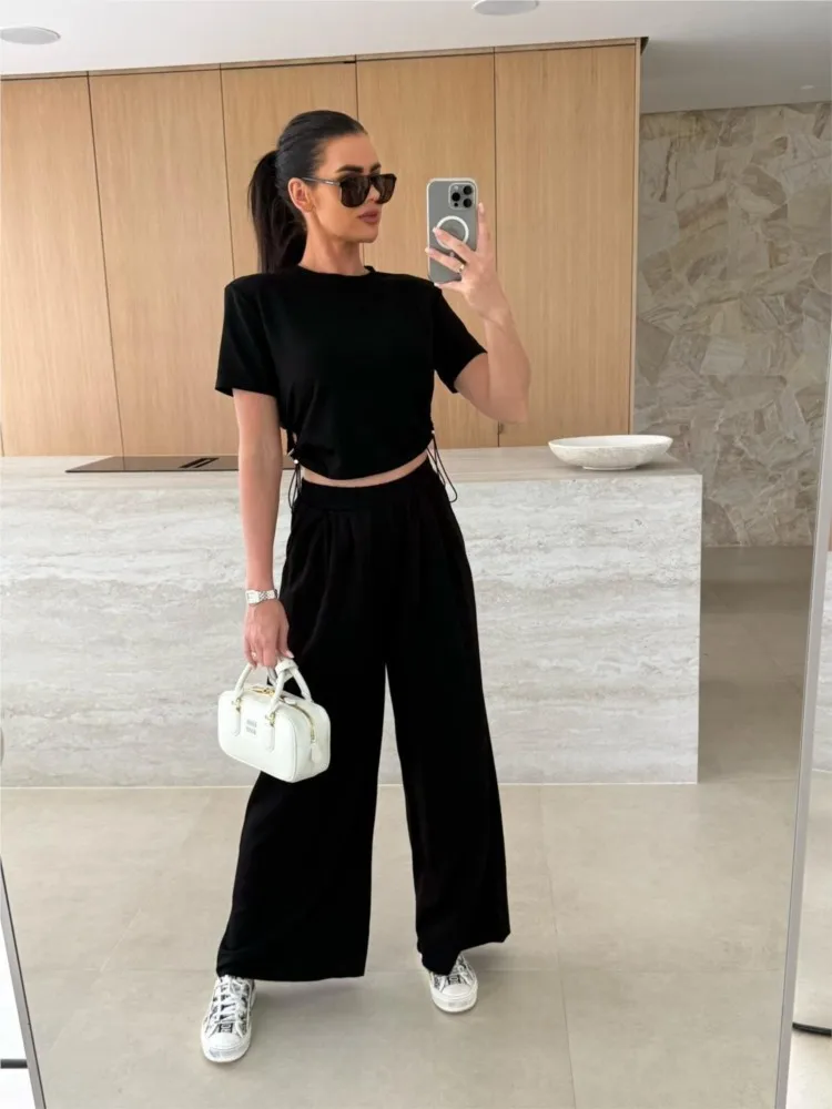 

Women's Summer New Casual Short Tops And Trousers Two-piece Set Fashionable Elegant Casual White Office Vacation 2-piece Set