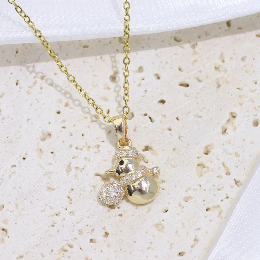 

Exquisite Snowman Pendant Necklaces for Women Fashion Zirconia Necklace Wedding Party Jewelry Accessories