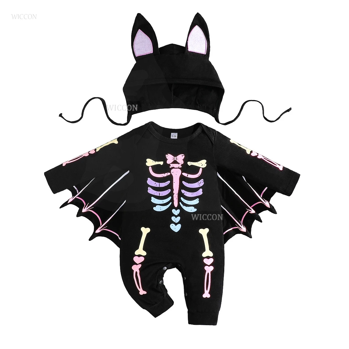 Neonato bambino Halloween Costume Cosplay ragazzo ragazza luminoso teschio pipistrello Costume bambini bagliore scuro vestiti ala festa divertente