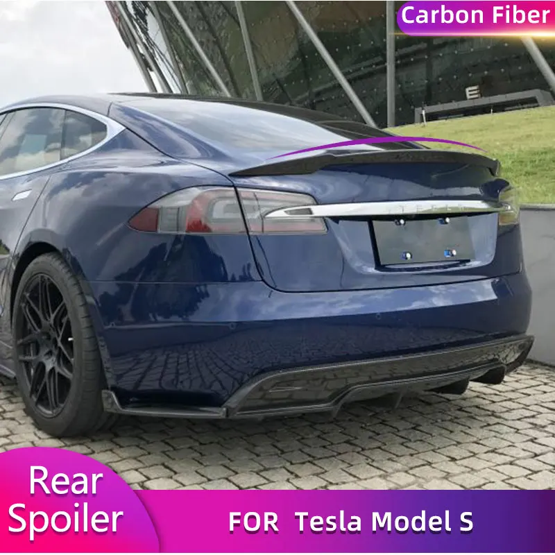 

Автомобильный задний спойлер из углеродного волокна, крылья для седана Tesla Model S 4-Door 2014-2019, Автомобильный задний спойлер для гонок, крышка багажника