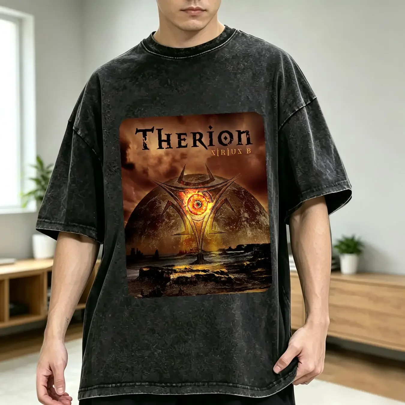 washed T Shirt Therion 'Sirius B' Black NEW OFFICIAL long or short sleeves vintage Washed homme Top For Everyday Wear Stylish