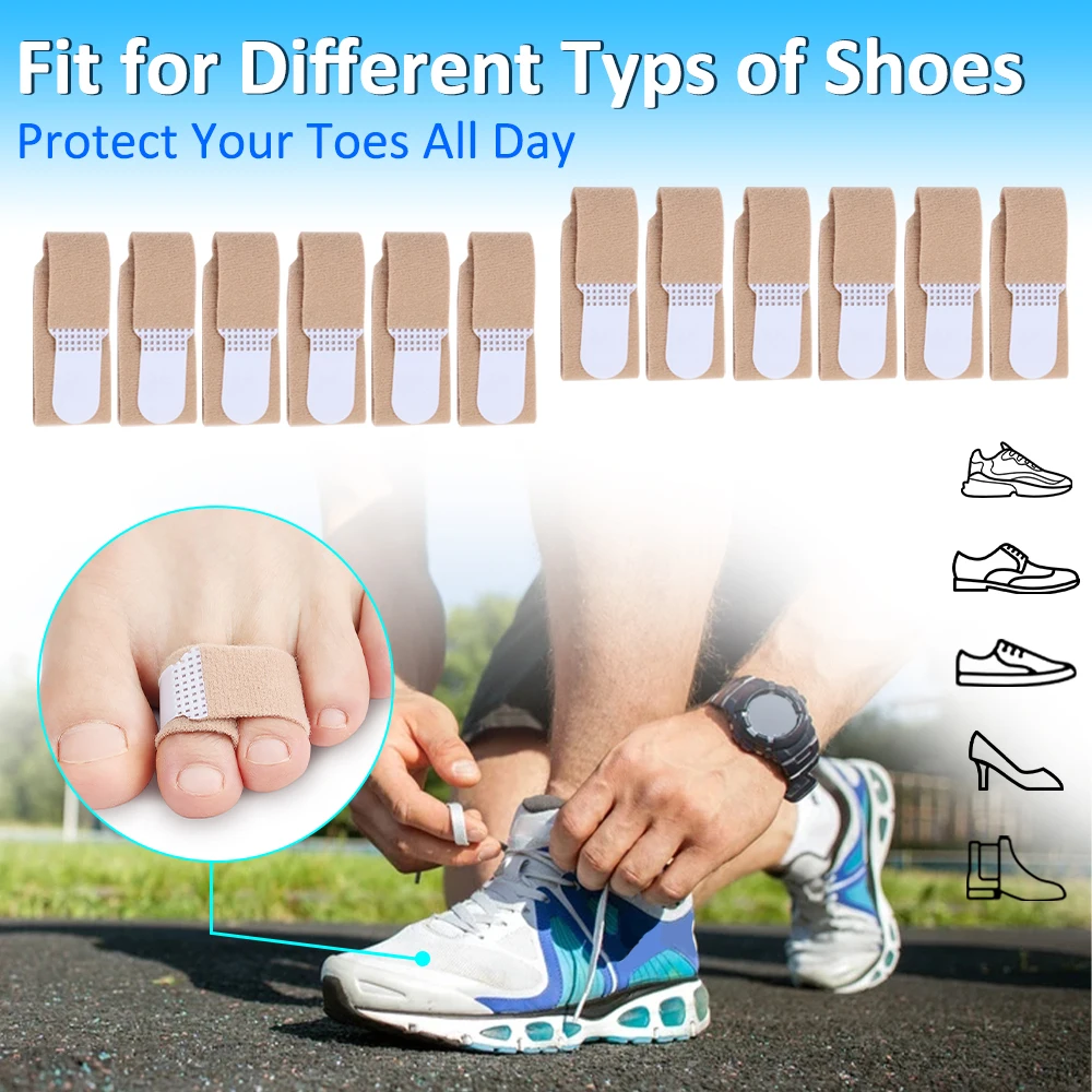 Pexmen 1/2Pcs Hammer Toe Straightener for Bunion Splints Toe Cushioned Bandages for Bent Curled Broken Crooked Toes