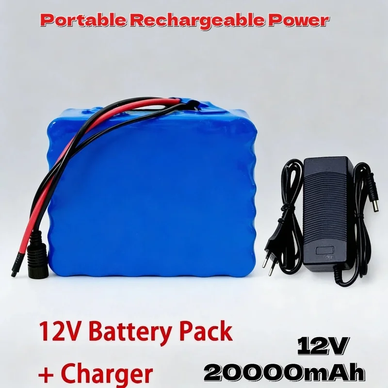 

High Capacity 12V 20A 3S12P Lithium Battery Pack 12.6V 3A Charger Portable Rechargeable Power Source for LED Light Home Backup