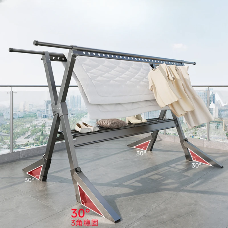 Drying rack floor-to-ceiling folding balcony home indoor telescopic outdoor mobile drying quilt