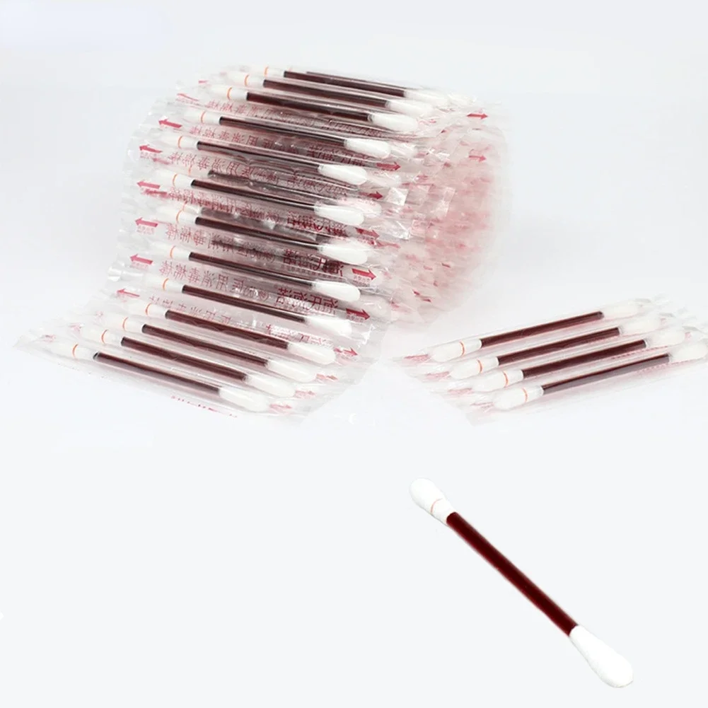 

30pc Disposable Iodine Cotton Swab Wound Care Sticks Double-Head Cleaning Disinfected Cotton Buds Medical First Aid Kit Supplies