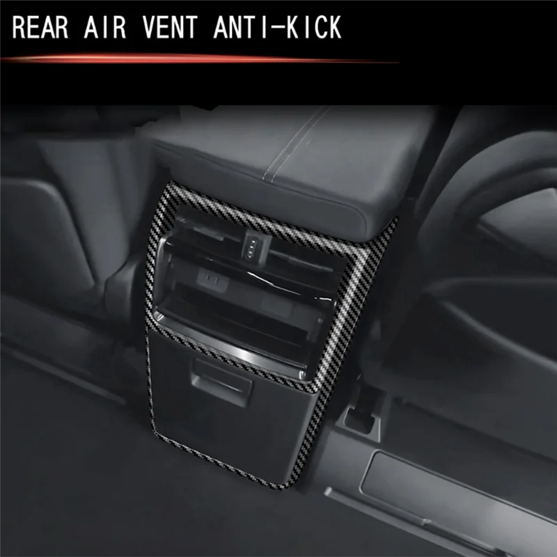 

Car Carbon Fiber Rear Air Condition Vent Outlet Frame Anti-Kick Panel Cover Trim Accessories For Toyota Alphard 40 Series 2023+