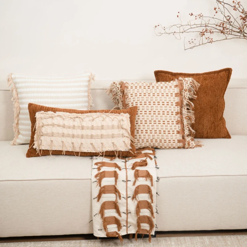 30X50/45X45CM Ancient Orange Throw Pillow Cover Simple Homestay Stamping Waist Cushion Cover Decor Home Decorative Pillowcase