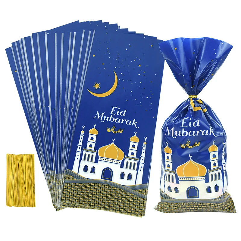 

25/50Pcs Eid Mubarak Gift Bags With Rope Plastic Opp Candy Cookie Bag Islamic Muslim Party Supply Eid Ramadan Kareem Decoration