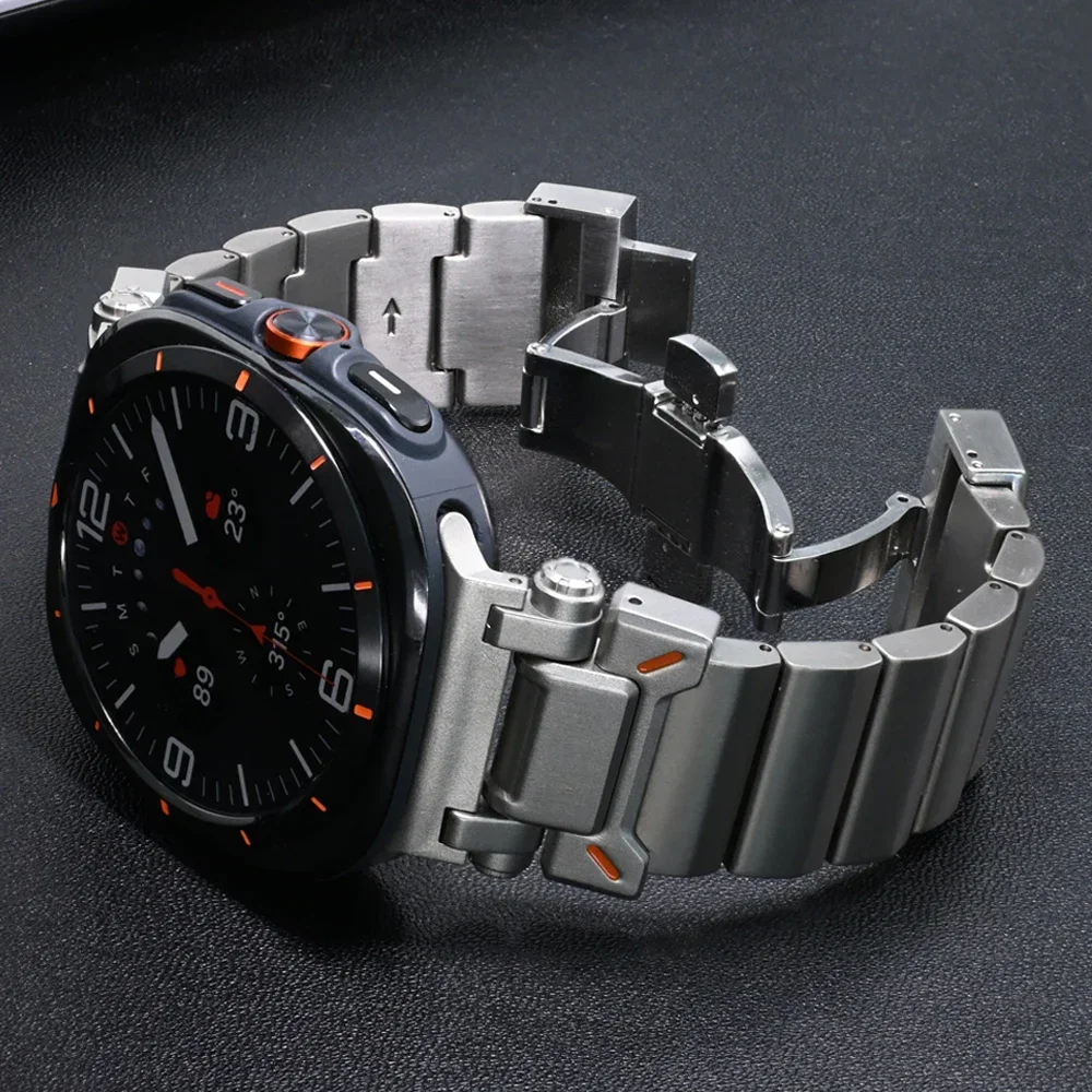 Men Titanium Strap for Samsung Galaxy Watch Ultra 47mm 316L Stainless Steel Buckle Band for Galaxy Ultra Titanium Link Bracelet